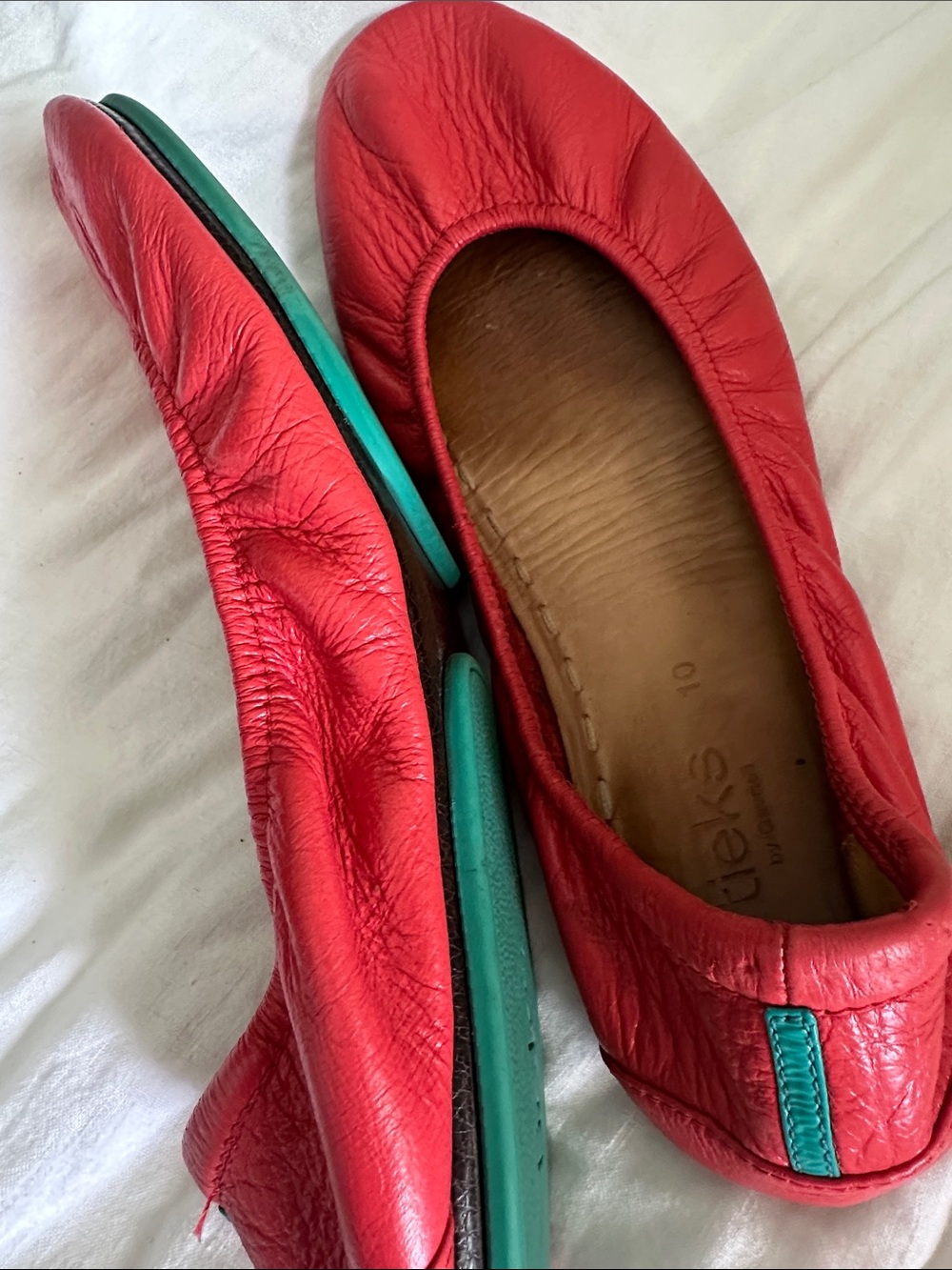 Tieks Red Leather Ballet Flats size 10 - Picture 8 of 8
